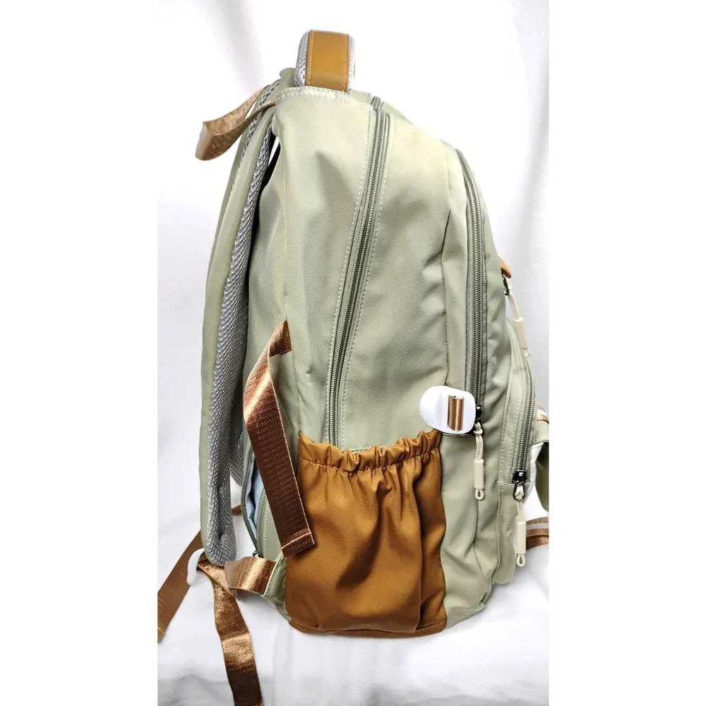 Man Buzhe Sport Backpack Green Tan Casual Travel School Everyday Daypack